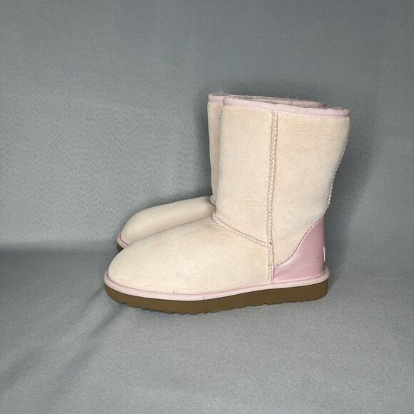 Womens 7 UGG Boots Classic Short Metallic Seashell Pink Suede Wool StoresSoldOut - Picture 8 of 16